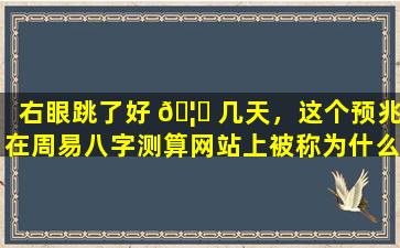 右眼跳了好 🦊 几天，这个预兆在周易八字测算网站上被称为什么